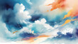 watercolor cloud sky anime background illustration
