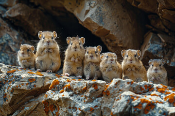 Aufkleber - A scene depicting a group of lemmings at the edge of a cliff, tentatively peering over as they prepa