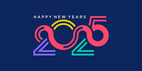 Happy new year 2025 design vector. colorful and trendy new year 2025 logo design template