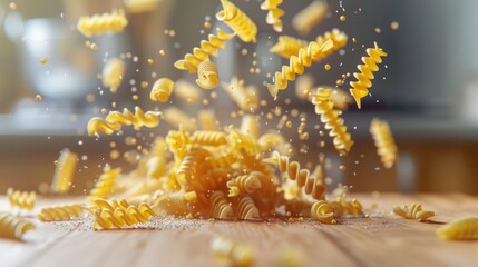 Aufkleber - A variety of pasta dishes displayed on a wooden table. Perfect for food bloggers or Italian restaurant promotions
