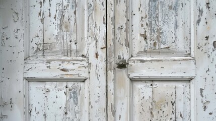 Poster - A close up of a door with peeling paint. Suitable for architectural and vintage design projects
