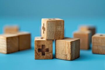 Aufkleber - Group of wooden blocks with painted crosses. Ideal for religious concepts