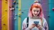 © tetxu - hipster teen girl using mobile phone on the street