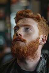 Aufkleber - Detailed shot of a man with a beard, suitable for various projects