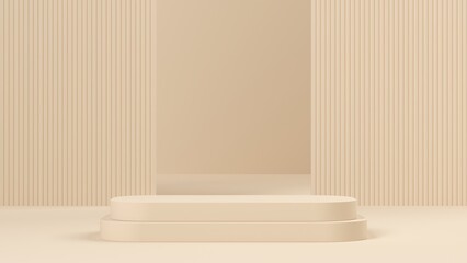 Fototapete - Abstract beige 3d background, mock up scene geometry shape podium for product display. 3D rendering