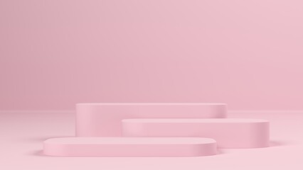 Fototapete - Abstract pink 3d background, mock up scene geometry shape podium for product display. 3D rendering