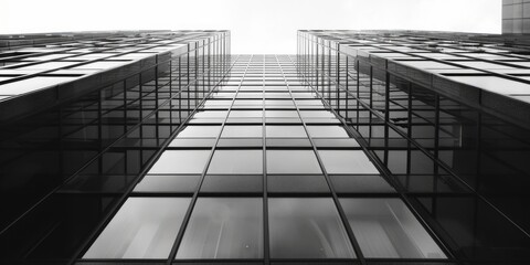 Poster - A striking black and white photo of a tall building, perfect for architectural projects