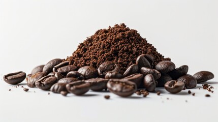 Poster - Fresh coffee beans and ground pile, perfect for coffee lovers