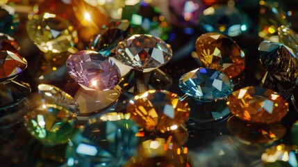Poster - Close up of many different colored diamonds. Perfect for jewelry designs
