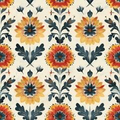 Wall Mural - Seamless vintage decorative ornamental floral pattern background