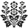 Black and white floral pattern tile type on transparent background