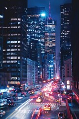 Aufkleber - Busy city street at night, perfect for urban themes