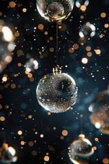 Poster - Colorful Christmas balls hanging on a string. Perfect for holiday decorations
