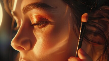 Poster - Close up of a woman holding a cell phone to her ear. Perfect for technology concepts