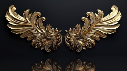 Poster - Gold wings on a black surface, suitable for various creative projects