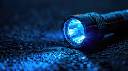 Poster - A flashlight laying on the ground. Perfect for outdoor and emergency concepts
