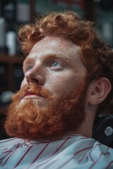Poster - Close up of a person with a beard, suitable for various concepts and projects