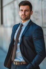 Poster - A man in a suit and tie posing for a picture. Suitable for business concepts