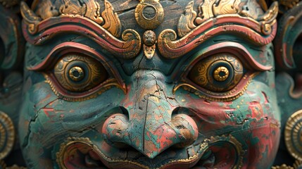 Poster - Detailed close up of a statue's face, suitable for various design projects
