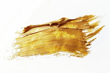 Poster - Close up of a gold paint smudge on a white surface, suitable for various design projects