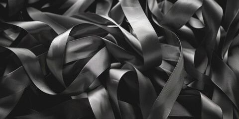 Poster - Close up shot of black and white ribbons, perfect for various design projects