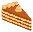 Chocolate cake piece. Cream dessert cartoon icon