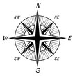 Exploration map compass symbol. Vintage adventure icon