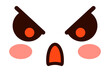 Angry kawaii face. Evil expression. Crazy emoji