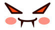 Evil vampire face in kawaii style. Funny emoji
