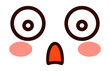 Astonished face. Cute kawaii emoji with flushed expression