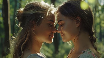 Poster - Two women standing side by side. Suitable for diversity and friendship concepts