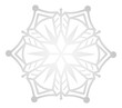 Cold season snow element. Silver snowflake. Geometric decoration