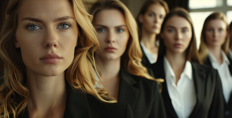 Poster - A group of women standing next to each other. Perfect for business or teamwork concepts