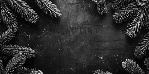 Poster - Black and white photo of pine branches, suitable for nature themes