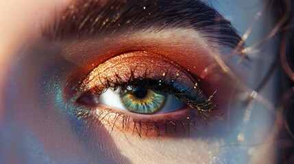 Wall Mural - A close-up of a person's eye with glitter. Suitable for beauty and fashion concepts