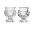 Frosted and Clear Crystal Glass Goblets with Laurel Wreath Design - Isolated on White Background, Clipping Path Included