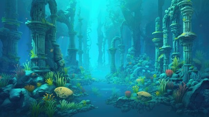 Wall Mural - Enchanted Underwater Ruins