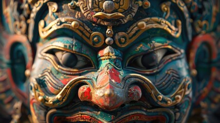 Poster - Close up of a statue's face, suitable for historical or art-related projects