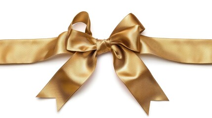 Poster - Elegant gold bow on a clean white background, perfect for gift wrapping or holiday decorations