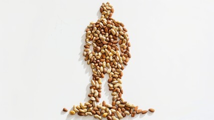 Poster - A man made out of nuts on a white surface. Suitable for food-related projects