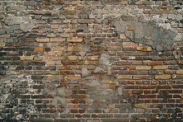 Poster - An old brick wall with a broken window, perfect for urban backgrounds