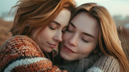 Poster - Two women embracing each other. Suitable for friendship and support concepts