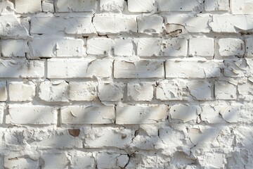 Poster - White brick wall with shadow of tree, suitable for architectural or nature themes
