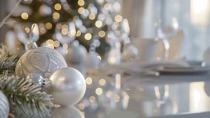 Poster - A beautiful Christmas table setting with ornaments, perfect for holiday celebrations
