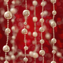 Poster - A bunch of pearls hanging from a string. Ideal for jewelry and fashion concepts