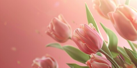 Poster - Pink tulips arranged in a vase, suitable for floral designs