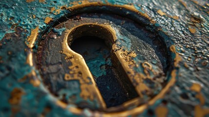 Poster - Close up of a metal door with a keyhole. Great for security concepts