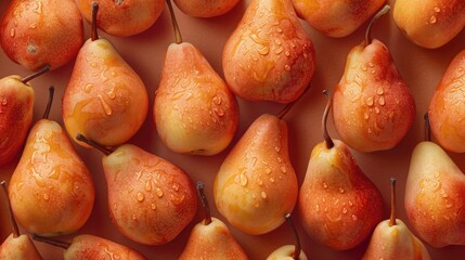 Poster - Juicy ripe pears with glistening water droplets, perfect for healthy eating concepts