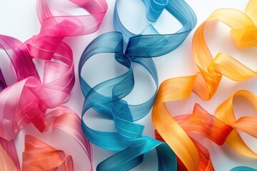 Poster - Colorful ribbons on a white surface, perfect for various projects