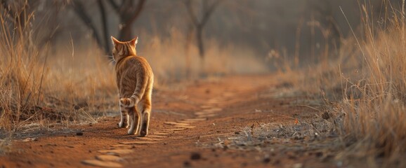 Delicate paw prints trailing behind the cat's meandering path, professional photography and light, Summer Background